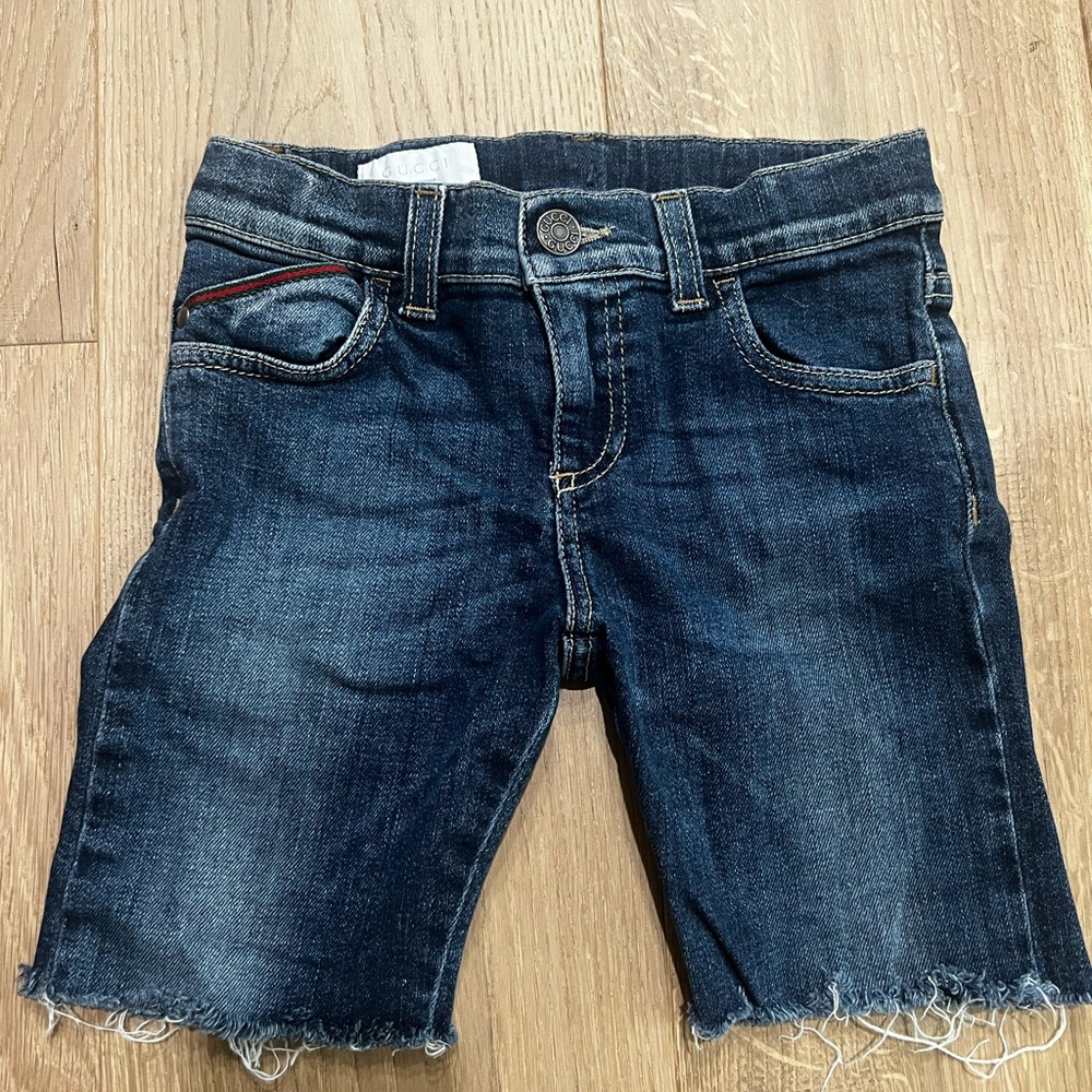 Kids Gucci denim cut off shorts